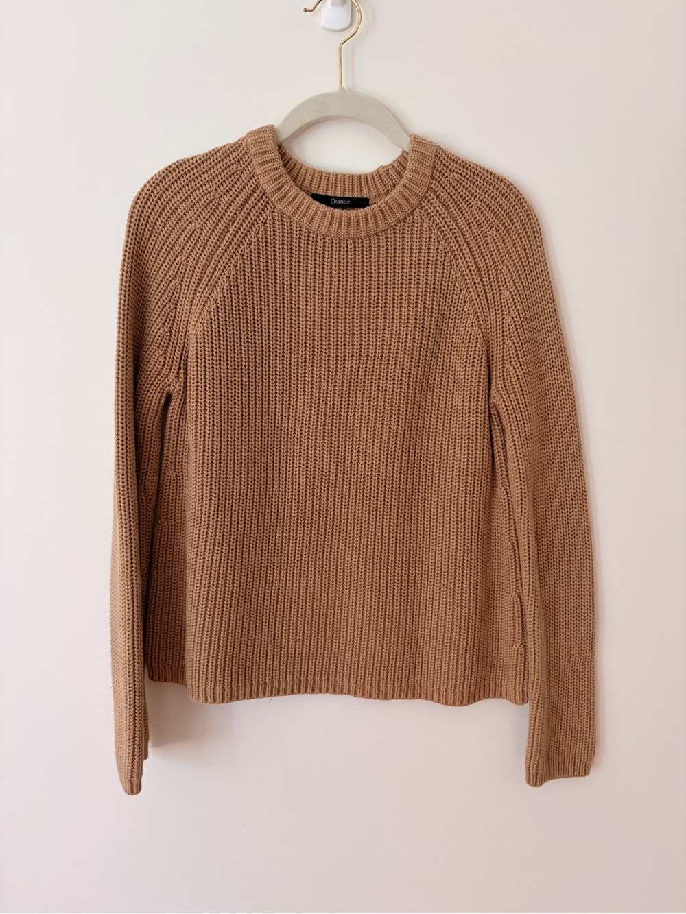 Quince Camel Crewneck Ribbed Sweater